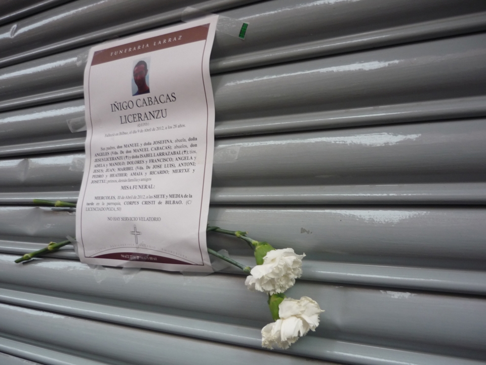 Iñigo Cabacasen eskela. Argazkia: EITB