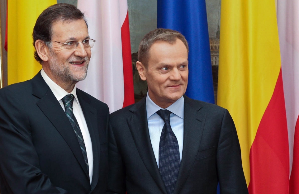 Mariano Rajoy Espainiako Gobernuko oresidentea, Varsovian.