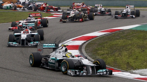 Nico Rosberg (Mercedes) alemaniarraren autoa Txinako Sari Nagusian. Argazkia: EFE