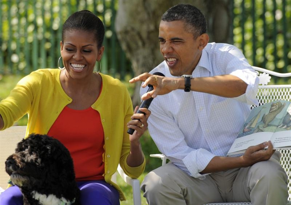 Michelle y Barack Obama, durante la fiesta del Lunes de Pascua, en la Casa Blanca, Foto: EFE