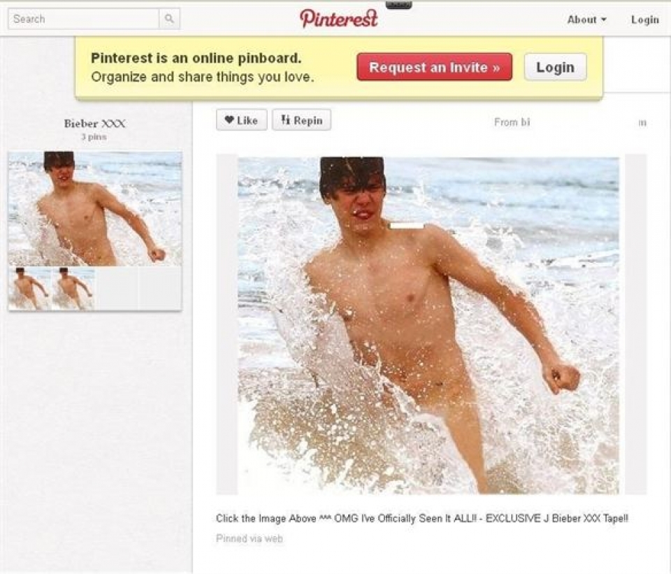 Justin Bieber desnudo, nuevo cebo para una estafa en Pinterest