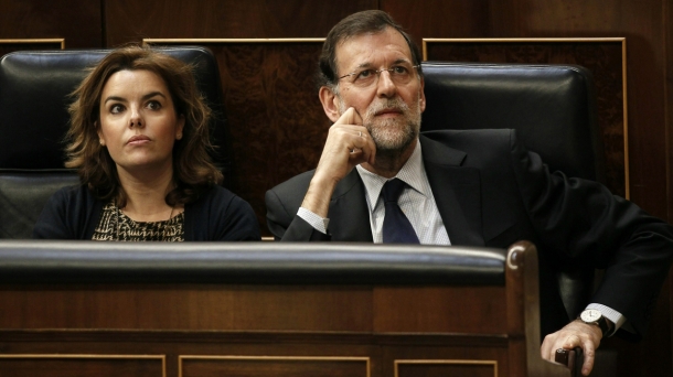 Soraya Sáenz de Santamaría y Mariano Rajoy, en el Congreso. EFE