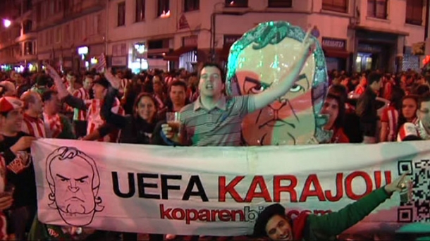 Euforia rojiblanca en Bilbao tras el partido