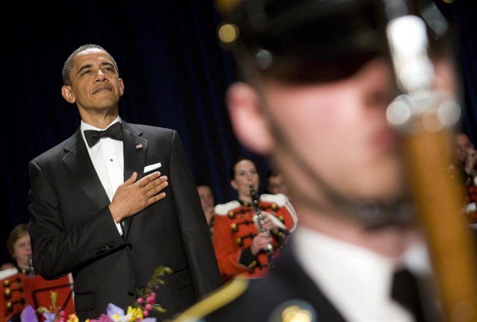 Brack Obama, Etxe Zuriko Berriemaileen Sarien ekitaldian. Argazkia: EFE