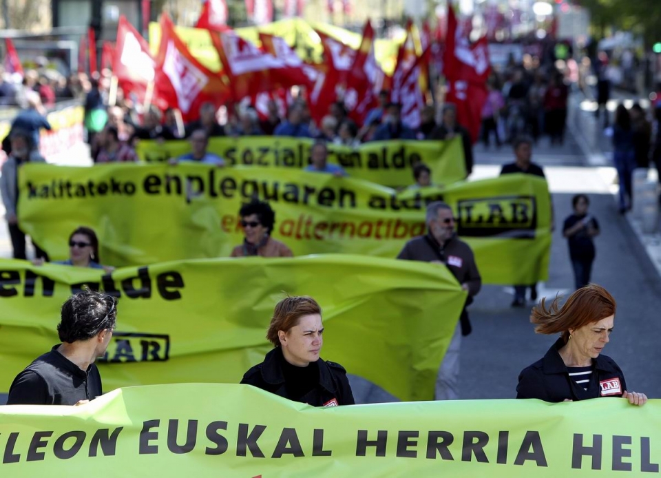 Manifestación de LAB en Donostia. Foto: EFE