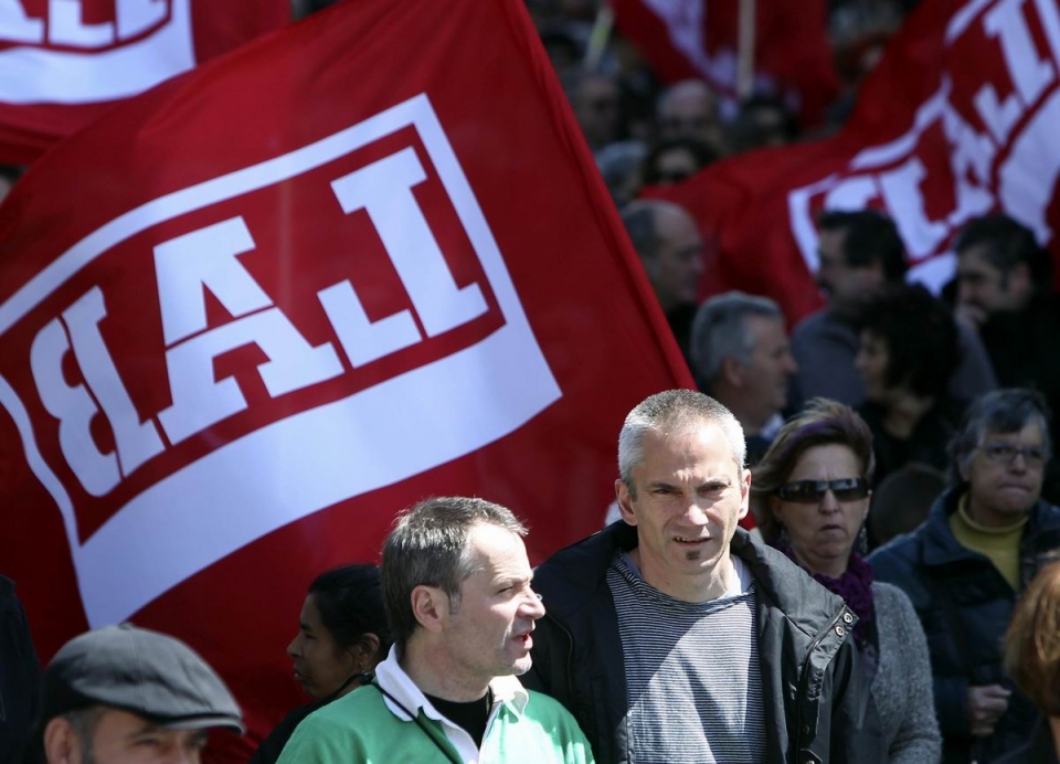 Manifestación de LAB en Donostia. Foto: EFE