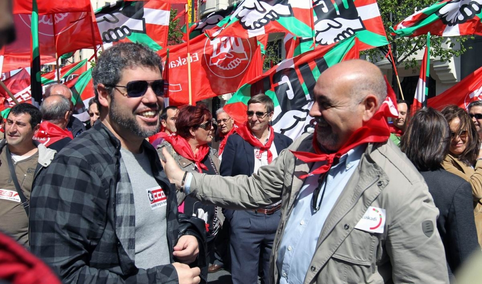 Manifestación de CCOO y UGT en Bilbao. Foto: EFE