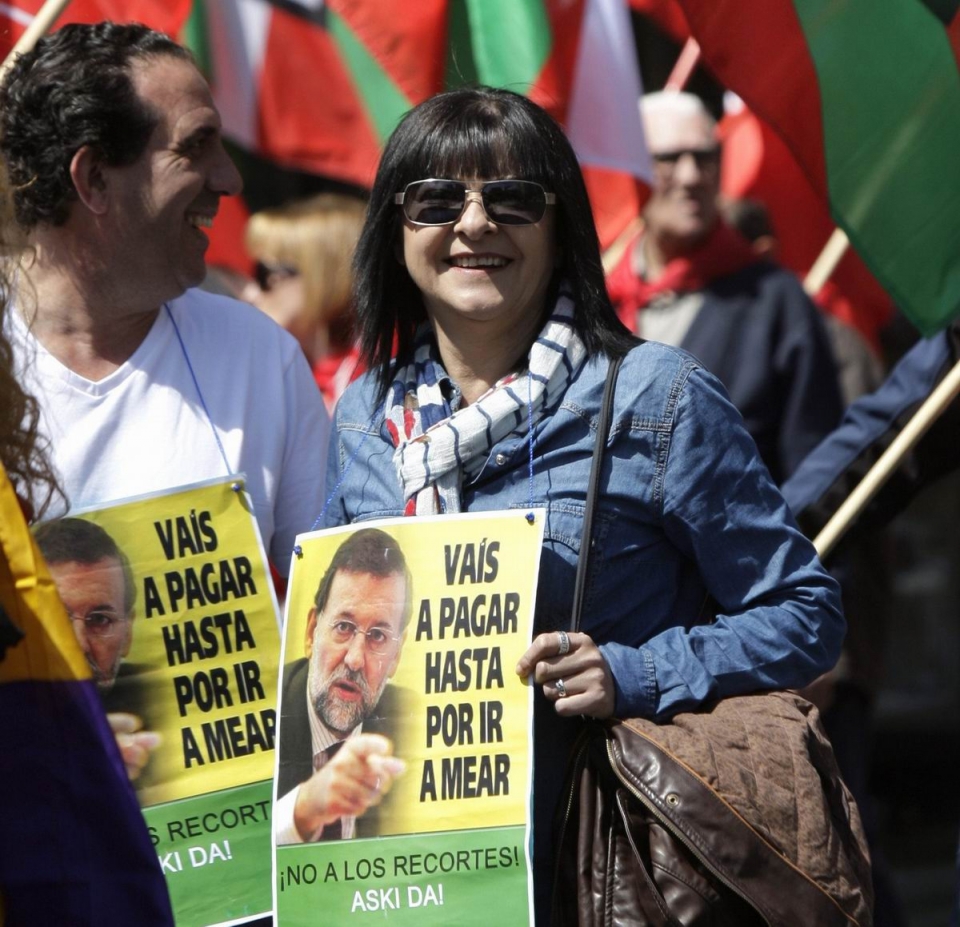 Manifestación de CCOO y UGT en Bilbao. Foto: EFE