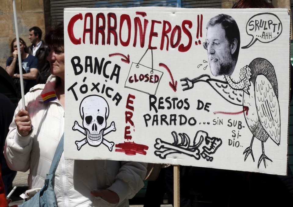 Manifestación de CCOO y UGT en Pamplona. Foto: EFE