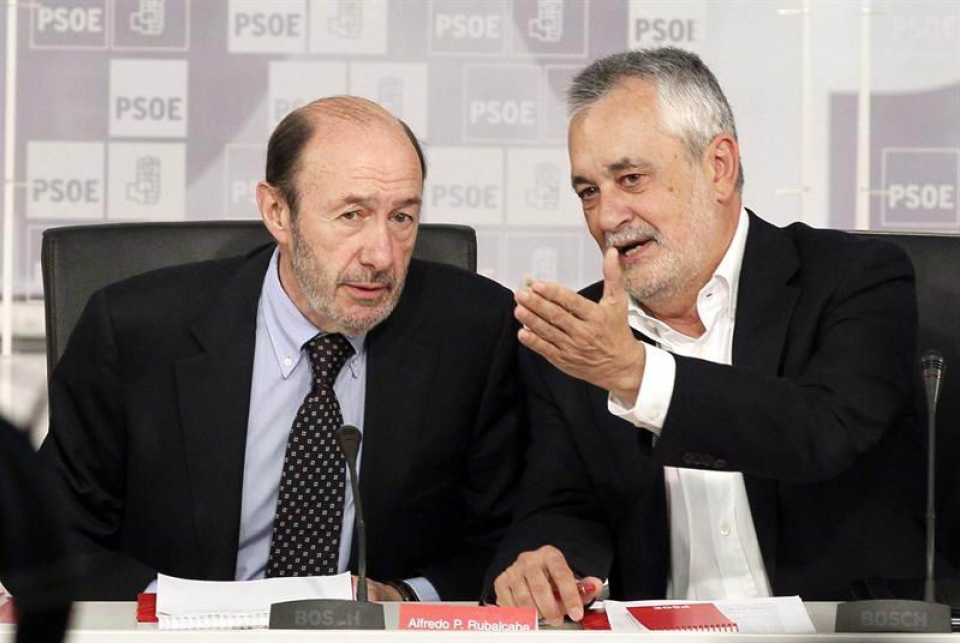 Alfredo Pérez Rubalcaba con José Antonio Griñán. Foto: EFE