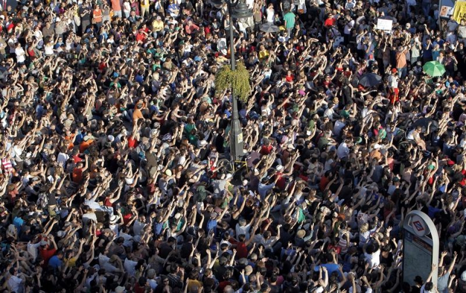 Indignados del 15-M, en Sol