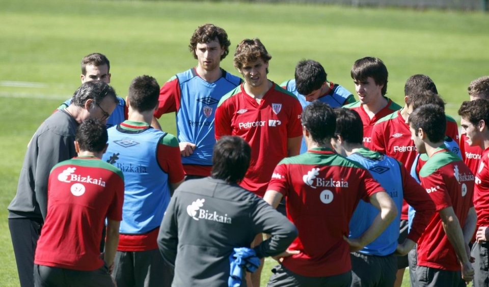 Último entrenamiento del Athletic en Lezama antes de la final de la Copa. Foto: EFE