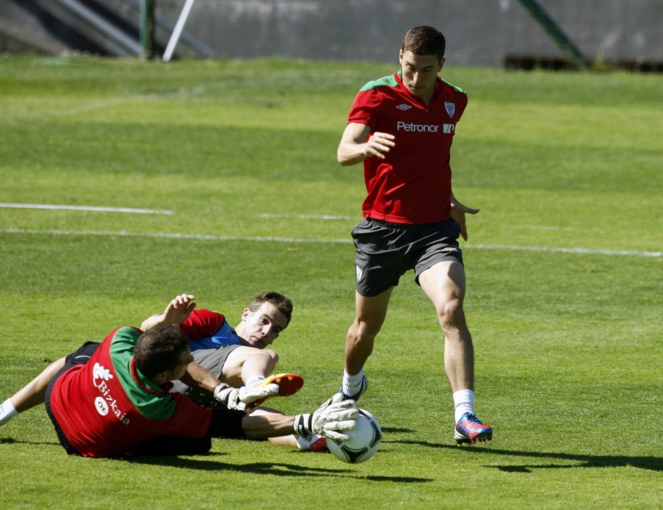 Último entrenamiento del Athletic en Lezama antes de la final de la Copa. Foto: EFE