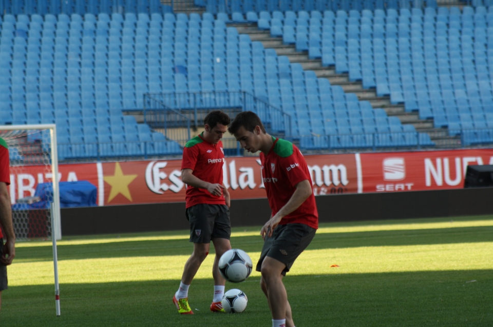 Los jugadores del Athletic durante el entrenamiento en el Vicente Calderón. Foto: eitb.com