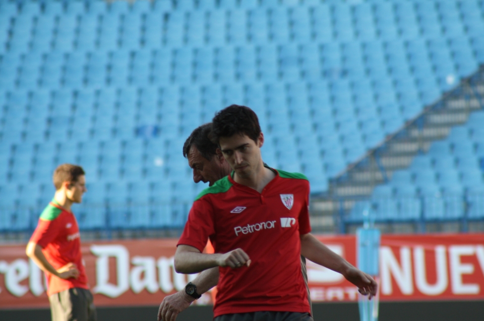 Los jugadores del Athletic durante el entrenamiento en el Vicente Calderón. Foto: eitb.com