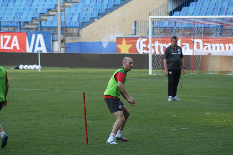 Los jugadores del Athletic durante el entrenamiento en el Vicente Calderón. Foto: eitb.com