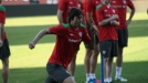 Los jugadores del Athletic durante el entrenamiento en el Vicente Calderón. Foto: eitb.com title=