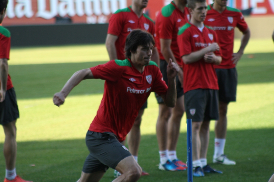 Los jugadores del Athletic durante el entrenamiento en el Vicente Calderón. Foto: eitb.com