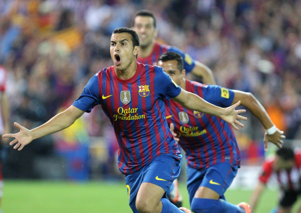 Pedro celebra el primer gol. Foto: EFE