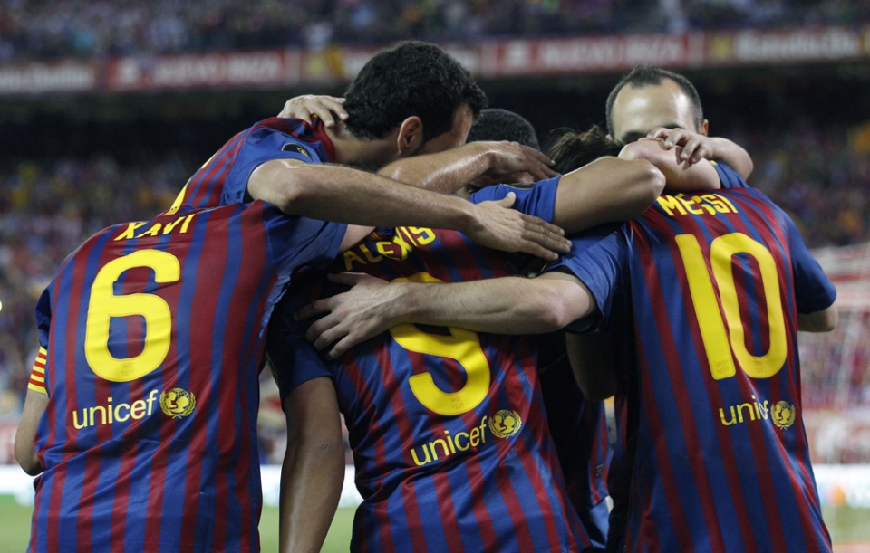El Barça celebra un gol. Foto: EFE