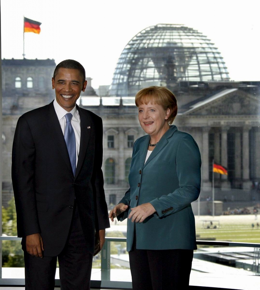 07/2008. Obama y la canciller alemana Angela Merkel en Berlín. Foto: EFE