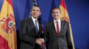 04/2009. Obama y el entonces presidente del Gobierno de España, José Luis Rodríguez Zapatero, en su primera reunión juntos en Praga. Foto: EFE
