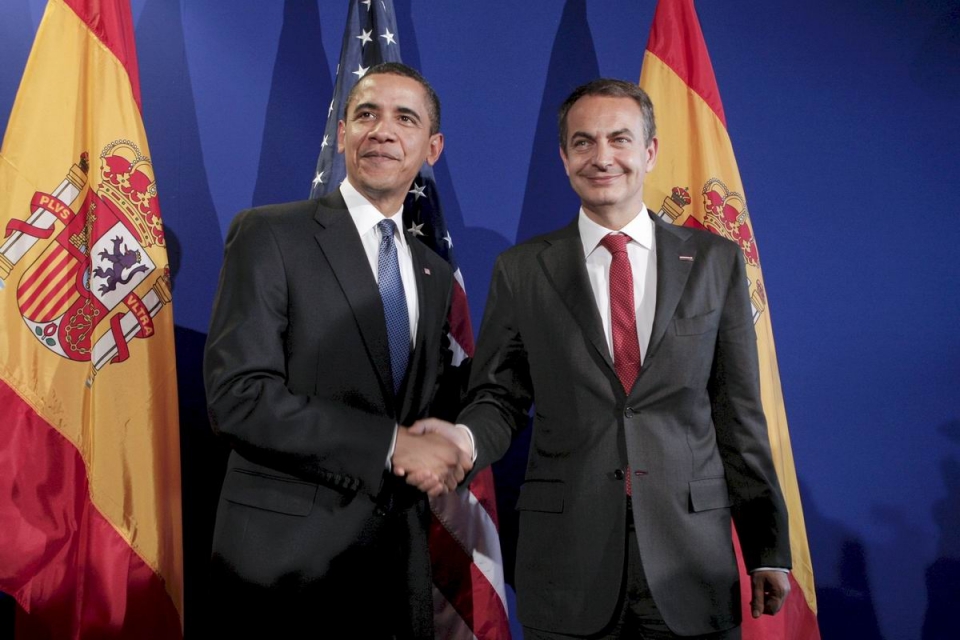 04/2009. Obama y el entonces presidente del Gobierno de España, José Luis Rodríguez Zapatero, en su primera reunión juntos en Praga. Foto: EFE