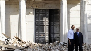 07/2009. Obama y Silvio Berlusconi, en la zona devastada por el terremoto de L'Aquila. Foto: EFE