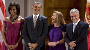 03/2011. Barack Obama y su mujer, junto a su homólogo chileno, Sebastián Piñera, y la mujer de este en su viaje a Chile. Foto: EFE