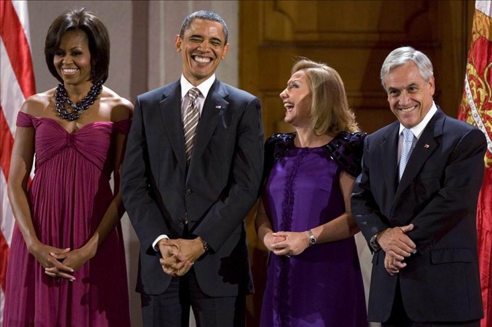03/2011. Barack Obama y su mujer, junto a su homólogo chileno, Sebastián Piñera, y la mujer de este en su viaje a Chile. Foto: EFE