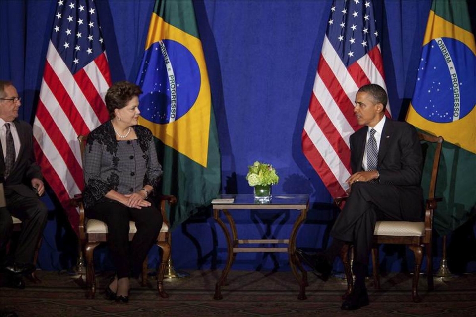 09/2011. Obama, junto a la presidenta brasileña Dilma Rousseff. Foto: EFE