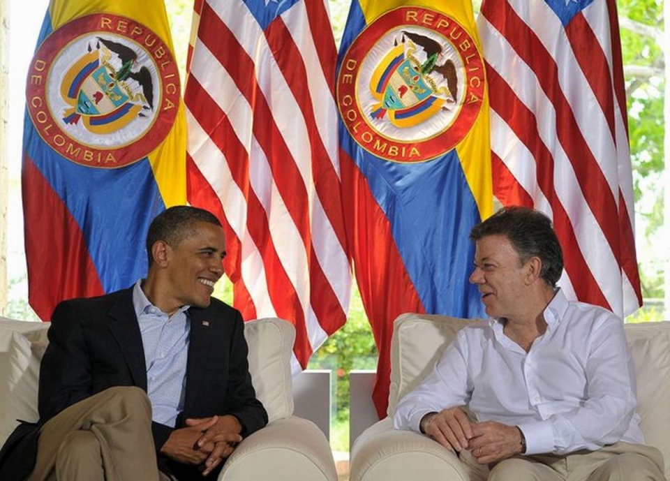 04/2012. El presidente de Colombia, Juan Manuel Santos, con Barack Obama. Foto: EFE