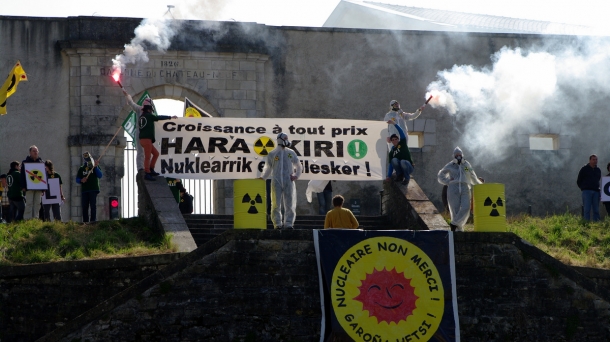 Rassemblement anti-nucléaire de Bizi en mars 2011 à Bayonne. Photo: Bizi