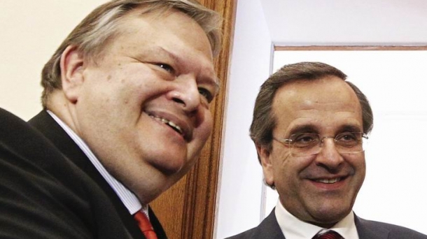 Reunión entre Antonis Samarás (Nueva Democracia) y Evangelos Venizelos (Pasok)