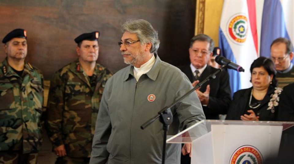  El presidente de Paraguay Fernando Lugo al finalizar su discurso. EFE