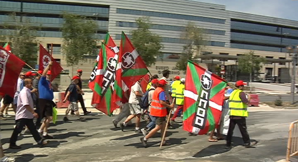 Protesta de los trabajadores de Negarra. EITB