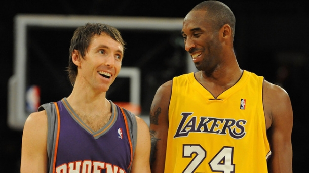 Steve Nash eta Kobe Bryant. Argazkia: Harry How.