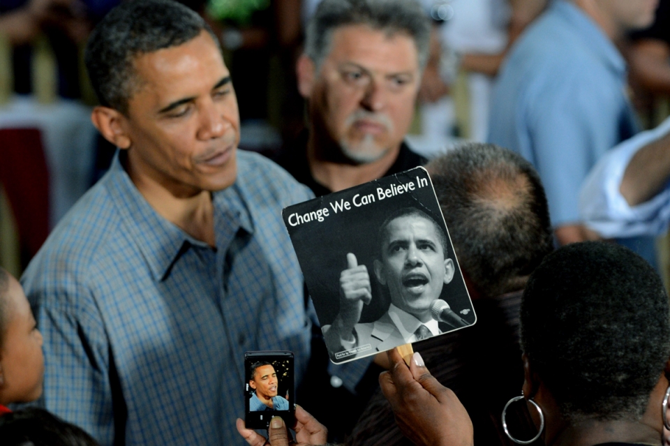Barack Obama kanpaina ekitaldi batean. Argazkia: EFE
