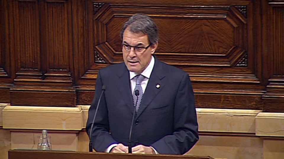 El presidente de Cataluña Artur Mas en el Parlament.