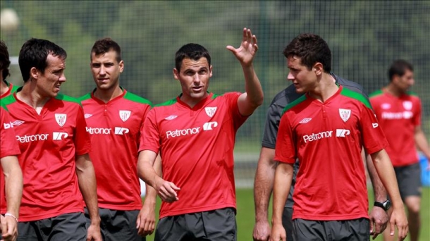Orbaiz en un entrenamiento con el Athletic. Foto: EFE