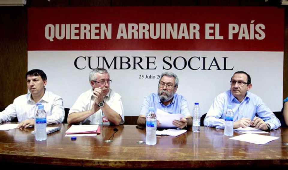 Candido Mendez (UGT) eta Ignacio Fernández Toxo (CCOO).