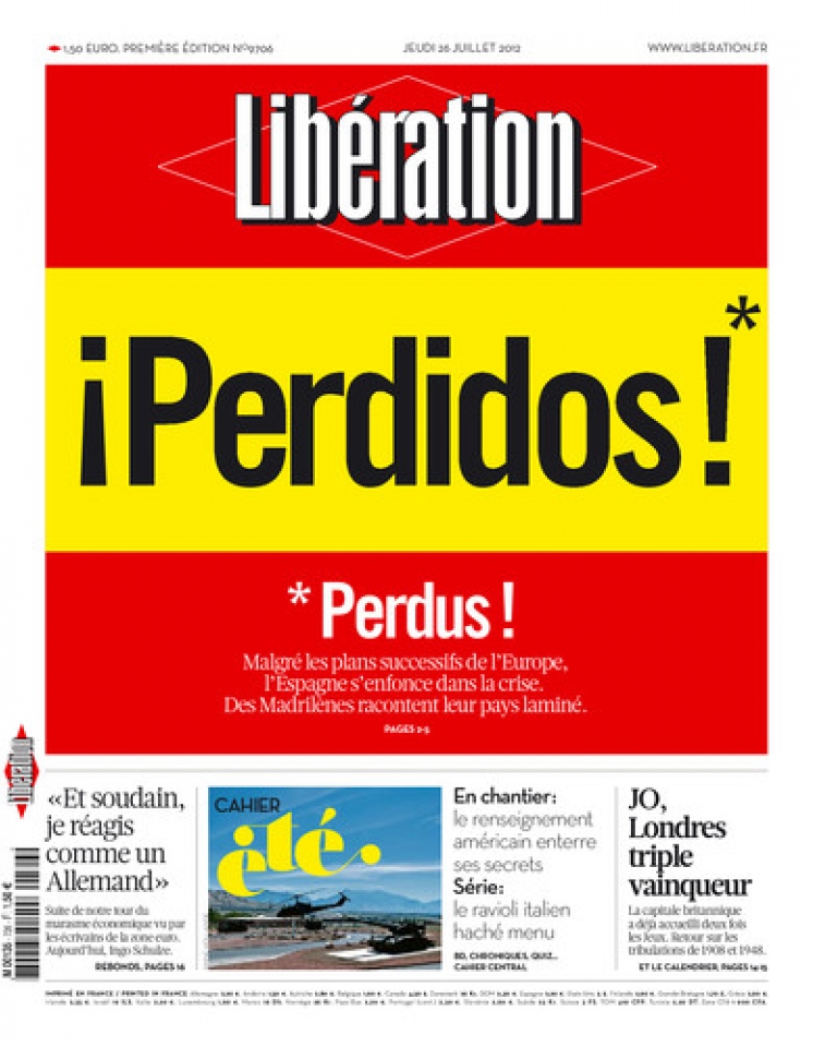 Libération egunkari frantsesko azken azala. Argazkia: Journal Libération