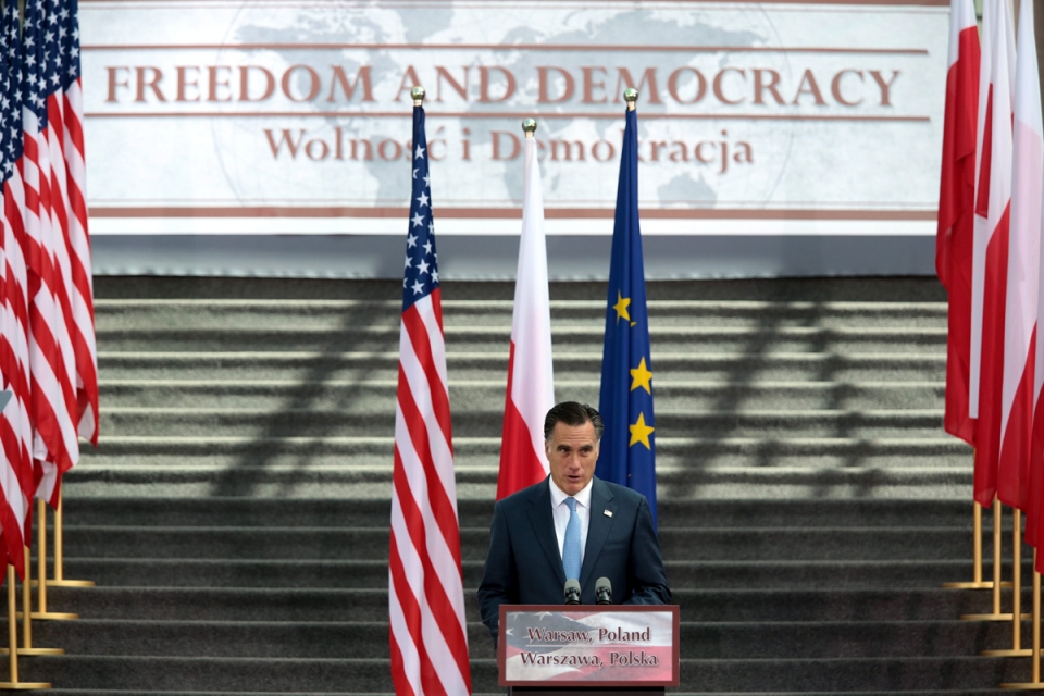 Mitt Romneyk Varsoviako unibertsitatean emandako hitzaldian, Polonian. Argazkia: EFE