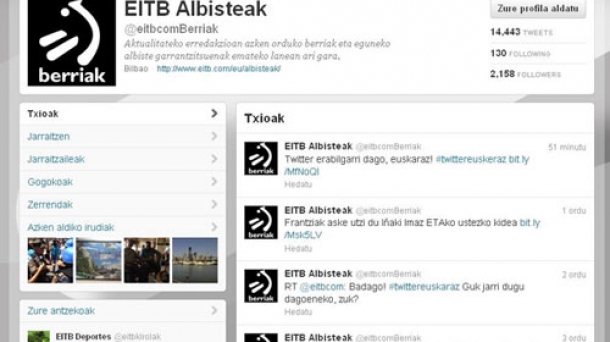 Twitter is now available in Basque language. Image: Twitter