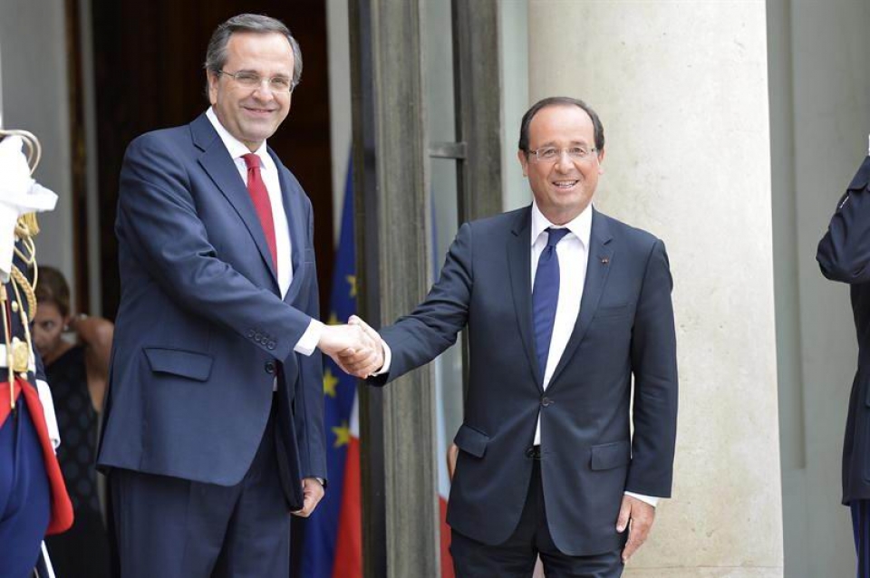 Andoni Samaras Greziako lehen ministroa, Hollande Frantziako presidentearekin. Argazkia: EFE