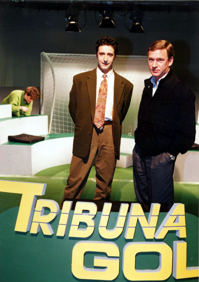 'Tribuna gol', Jorge Cerrato eta Javier Clemente, 1990.