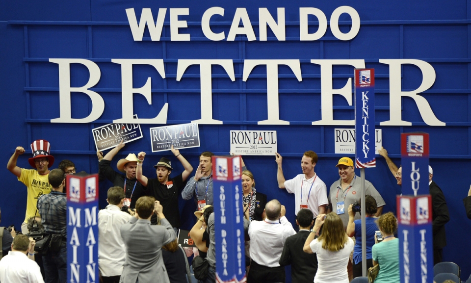 Seguidores de Ron Paul en la Convención Republicana. Foto: EFE