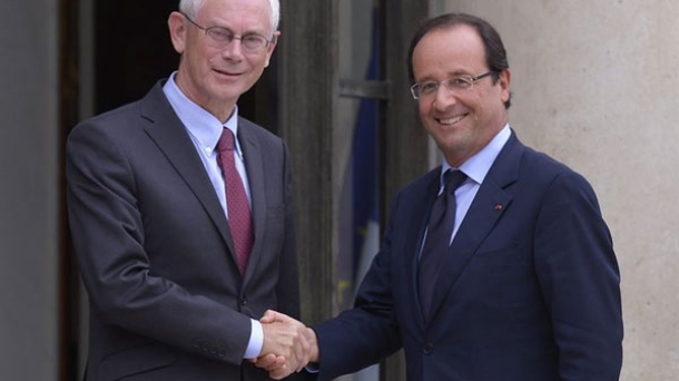 Herman Van Rompuy Europako Kontseiluko presidentea eta François Hollande Frantziako presidentea. EFE