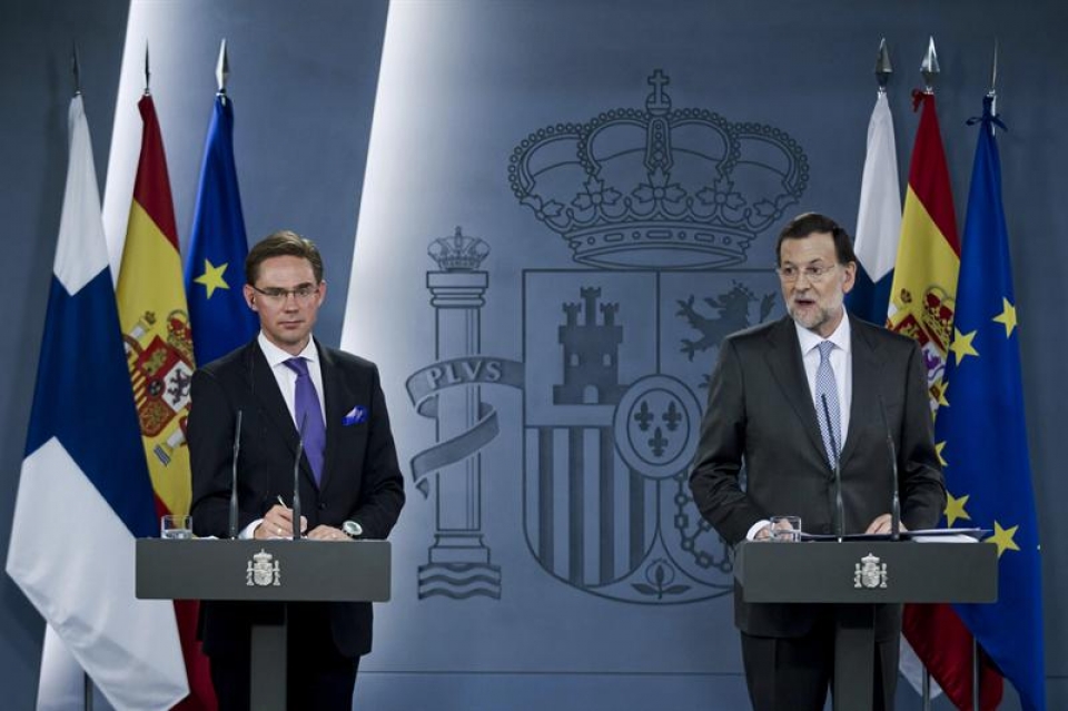 Mariano Rajoy junto al primer ministro finlandés, Jyrki Katainen.