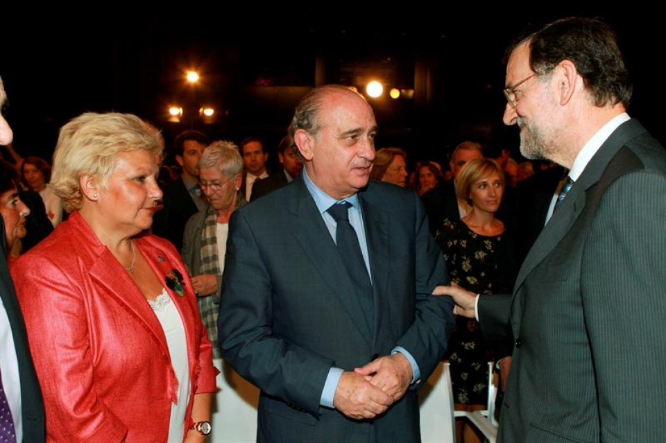 Mariano Rajoy; Angeles Pedraza AVTko presidentea; Jorge Fernández Díaz Barne ministroa. Argazkia: EFE